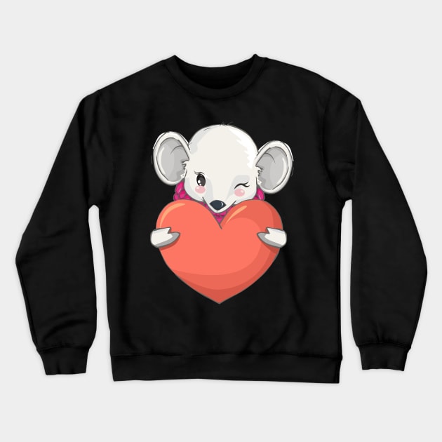 Cute Mouse Valentines Crewneck Sweatshirt by TeesByKimchi